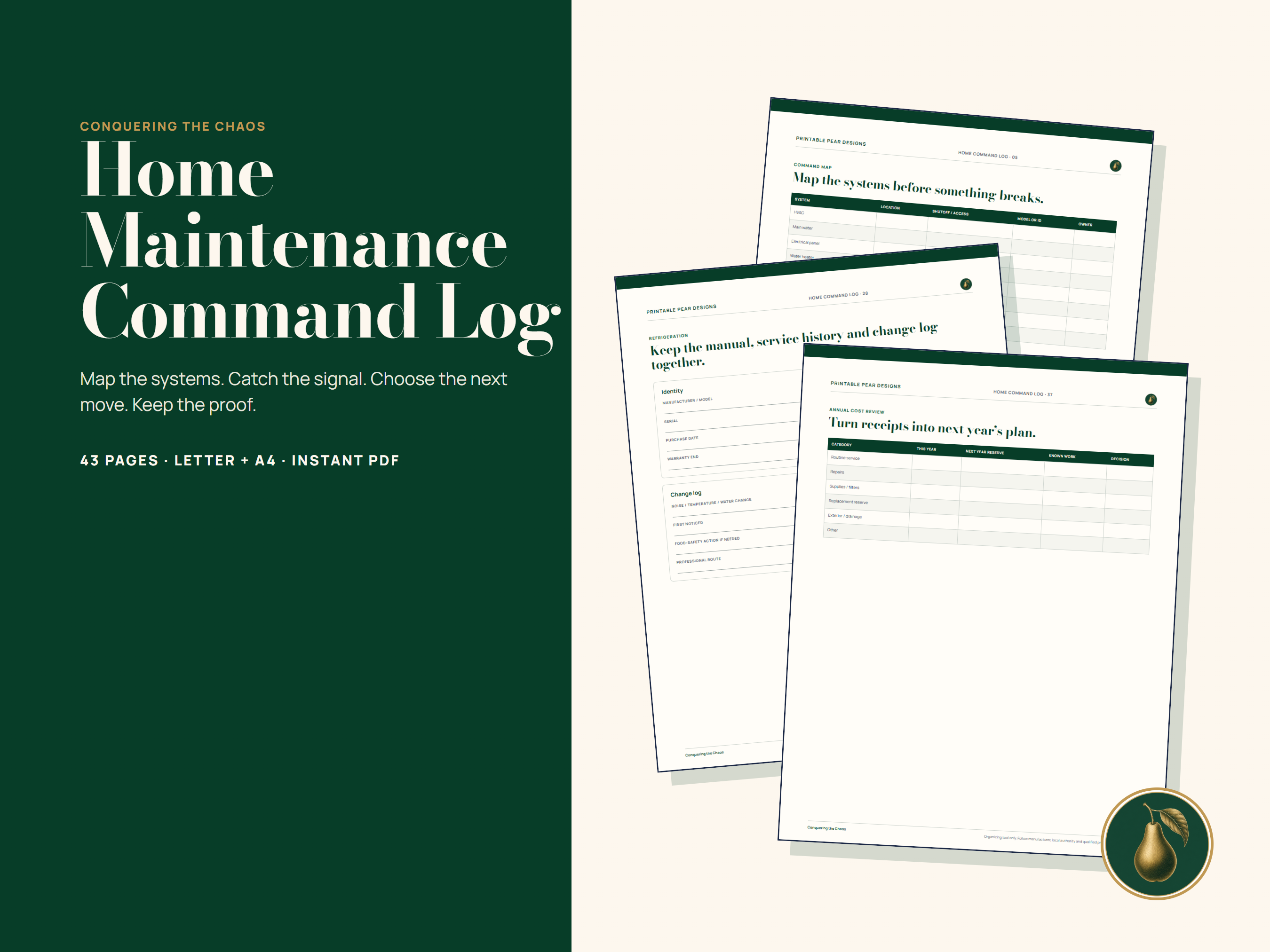 Home Maintenance Binder | Repair Decision System | Seasonal Checklists | Letter + A4 PDF listing preview