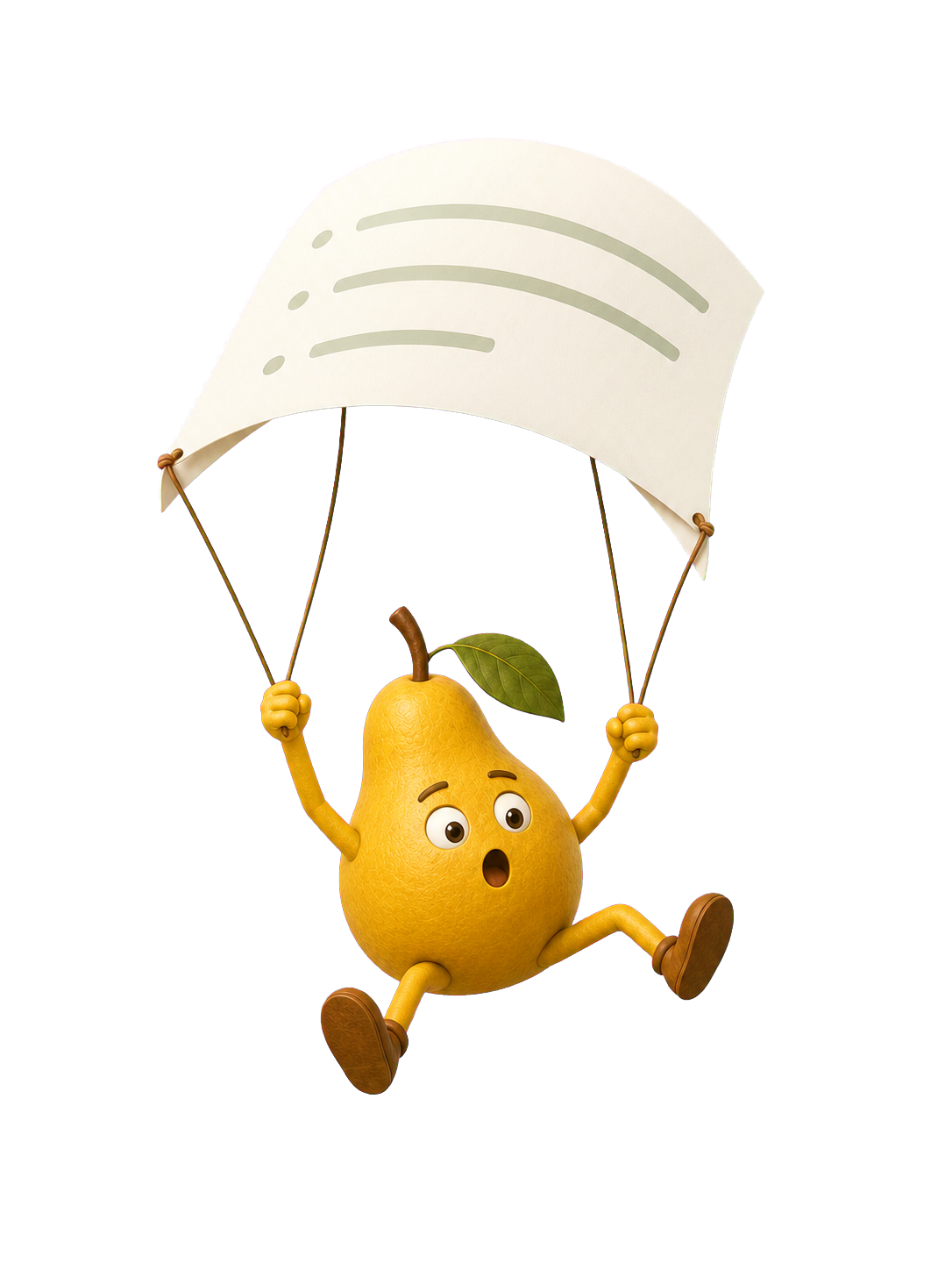 Printable Pear mascot parachuting toward the daily planner